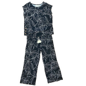 Calypso St Barth Size Medium Cotton Linen Short Sleeve & Pants Matching PJ Set